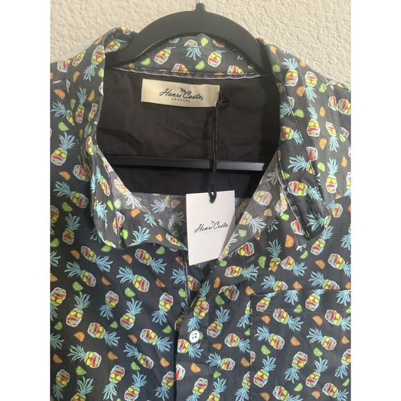 Henri Costa Costal Button Shirt Mens Large Piña Olè Hawaiian Pineapple NWT #6069 - Picture 6 of 16